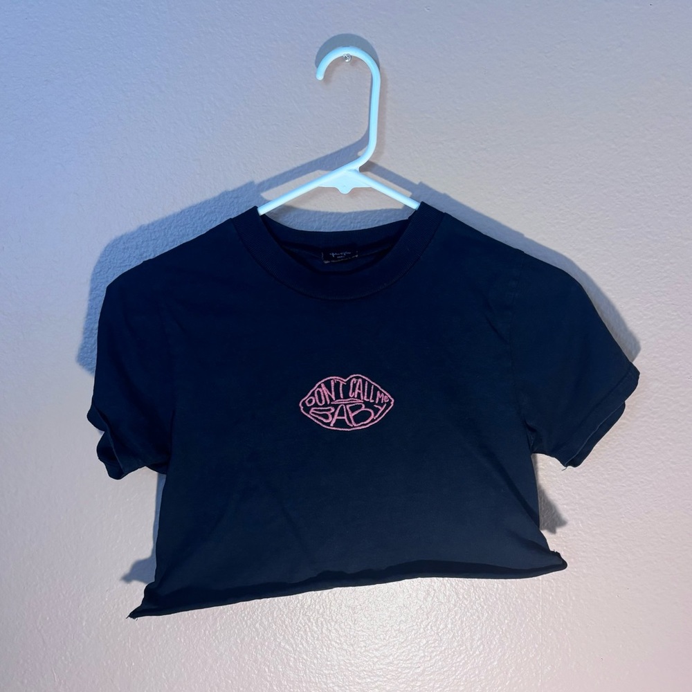 Brandy Melville John Galt don’t call me baby cropped tee